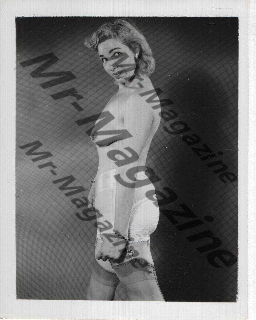 Adult Vintage B&W Pinup Photo 4"x5" Blonde Lingerie Model CA-97