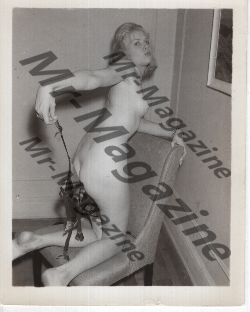 Adult Vintage B&W Pinup Photo 4"x5" Blonde Lingerie Model Striptease CA-98