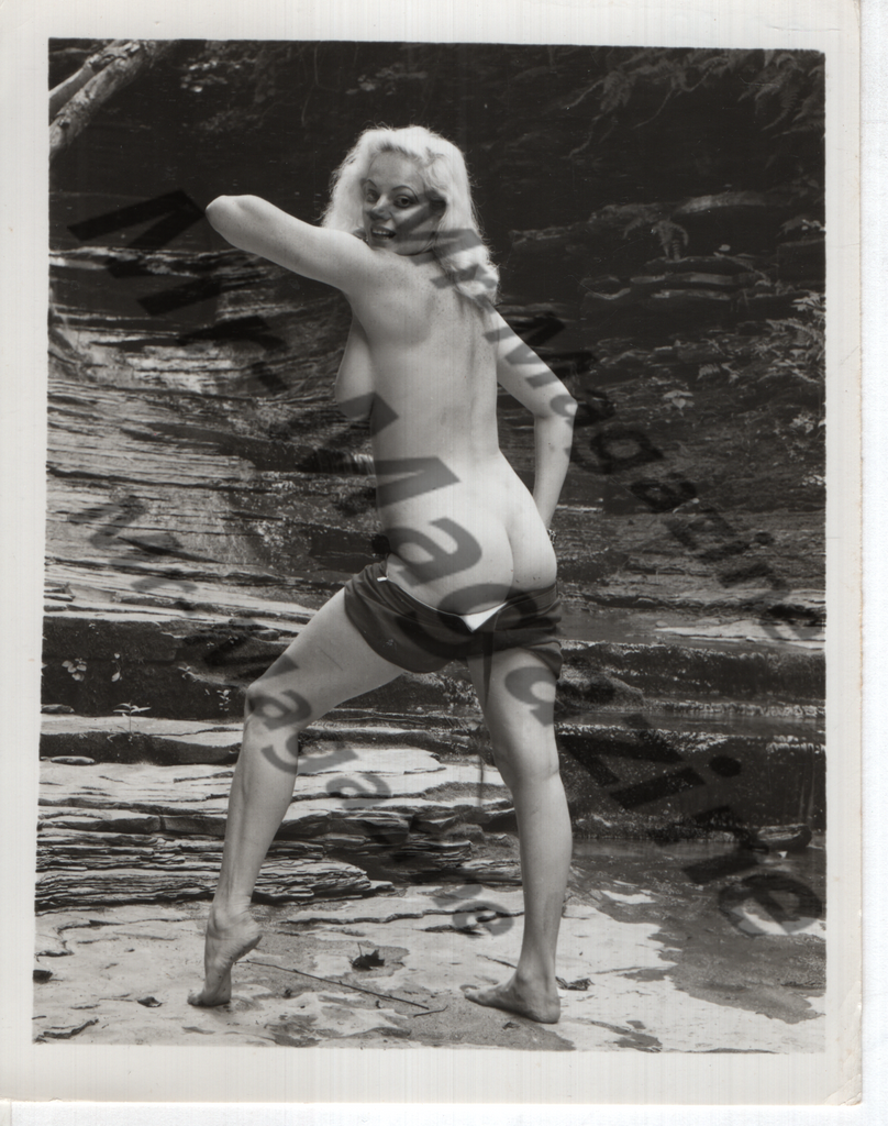 Adult Vintage B&W Pinup Photo 4"x5" Blonde Lingerie Model Striptease CA-54
