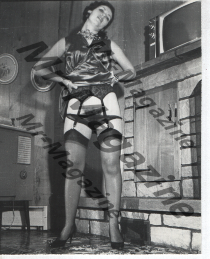 Adult Vintage B&W Pinup Photo 4"x5" Brunette Lingerie Model CB-23