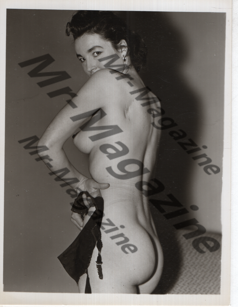 Adult Vintage B&W Pinup Photo 4"x5" Brunette Lingerie Model Striptease CA-85