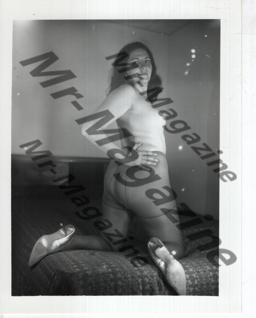Adult Vintage B&W Pinup Photo 4"x5" Brunette Lingerie Model Nylon Pantyhose High Heels CA-60