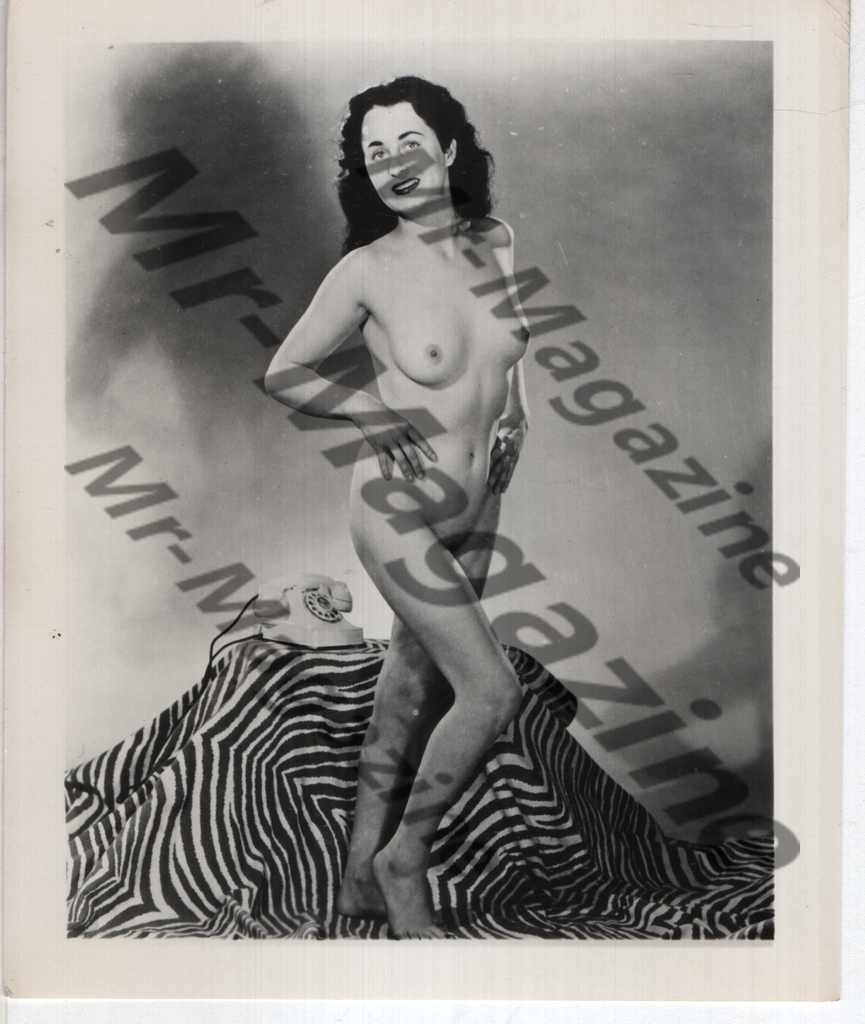 Adult Vintage B&W Pinup Photo 4"x5" Brunette Nude Model CB-78