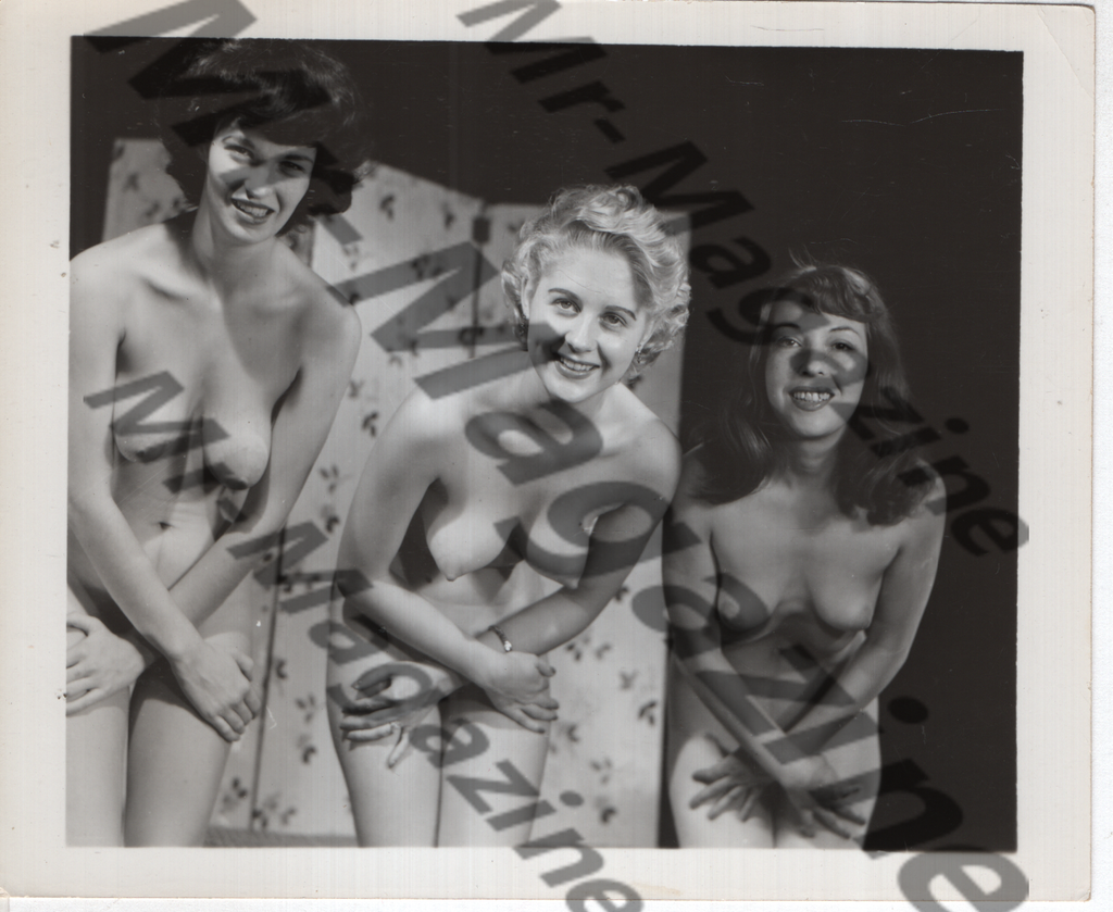 Adult Vintage B&W Pinup Photo 4"x5" Brunette & Blonde Nude Models CB-65