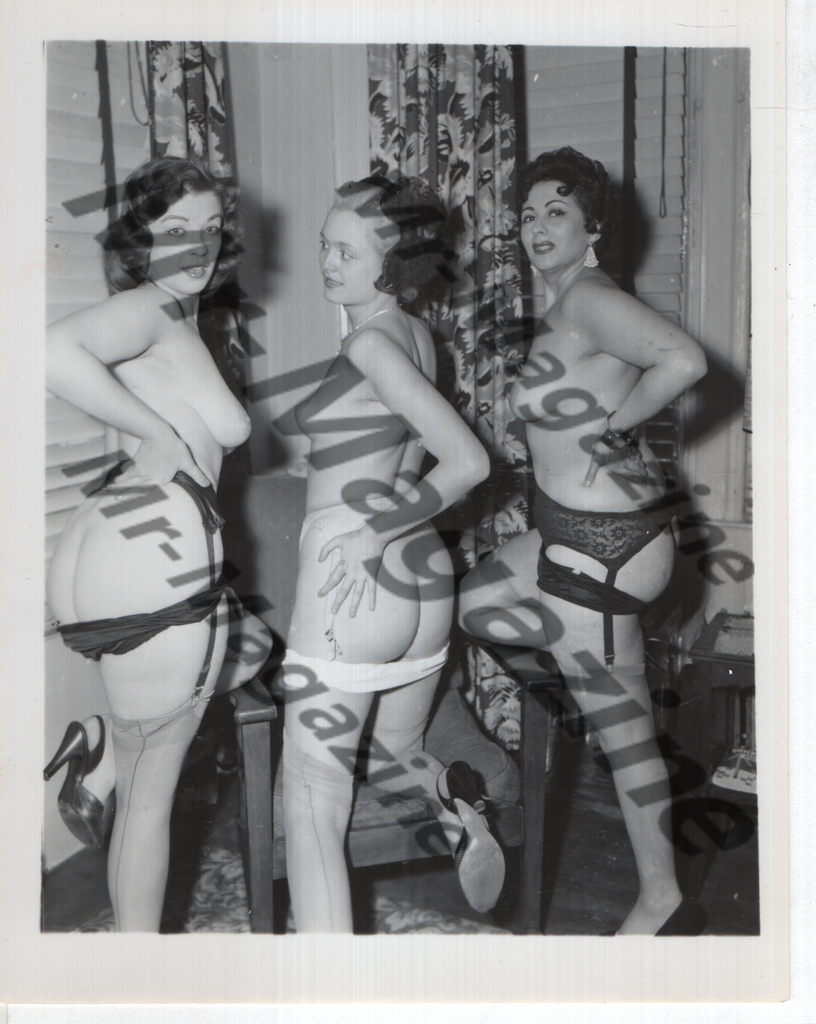 Adult Vintage B&W Pinup Photo 4"x5" Brunette Lingerie Models CB-29
