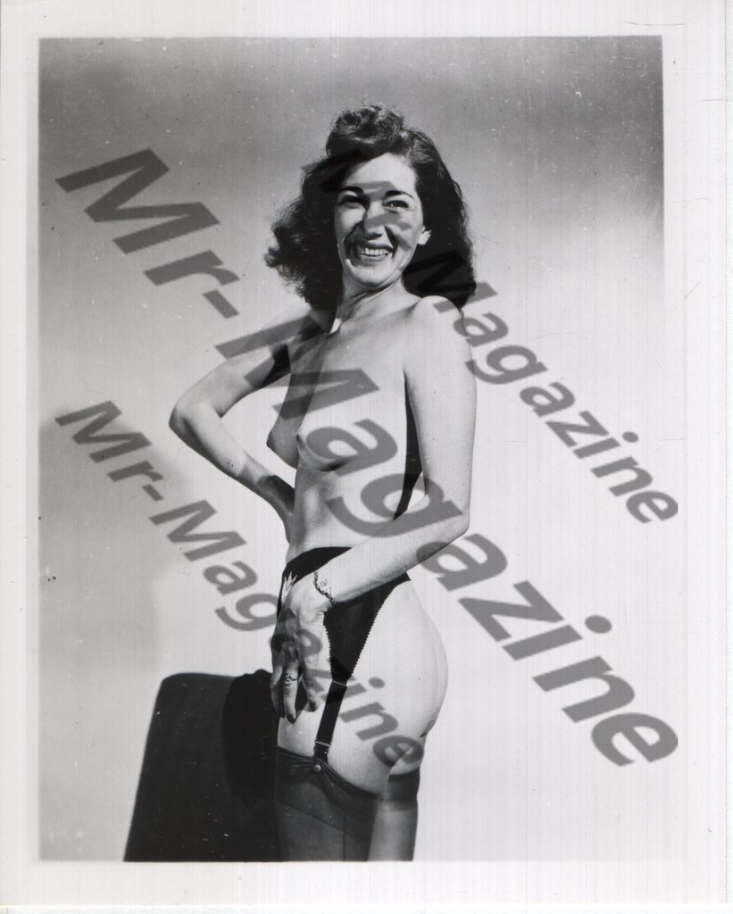 Adult Vintage B&W Pinup Photo 4"x5" Brunette Lingerie Model CB-48