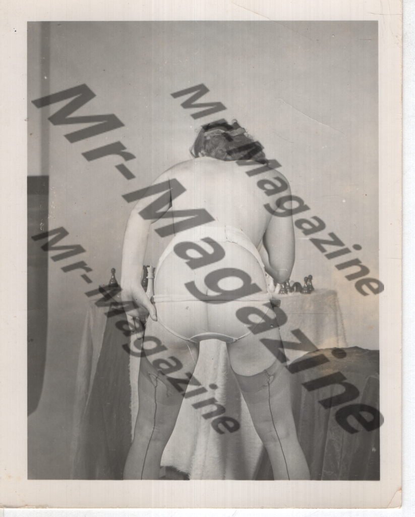 Adult Vintage B&W Pinup Photo 4"x5" Brunette Lingerie Model CB-31