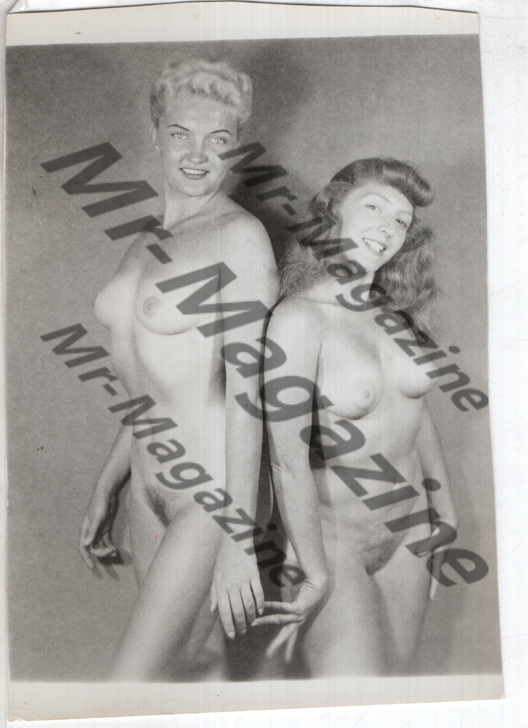 Adult Vintage B&W Pinup Photo 4"x5" Lesbian Interest Blonde & Brunette Nude Models CB-92