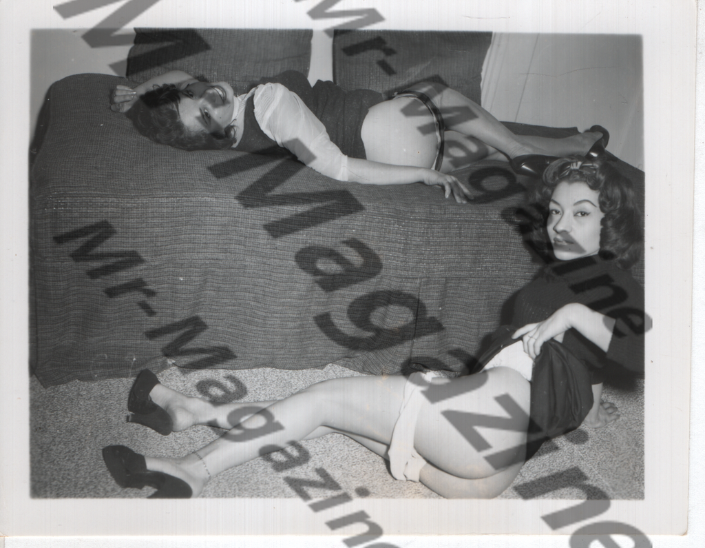 Adult Vintage B&W Pinup Photo 4"x5" Brunette Lingerie Models CC-14