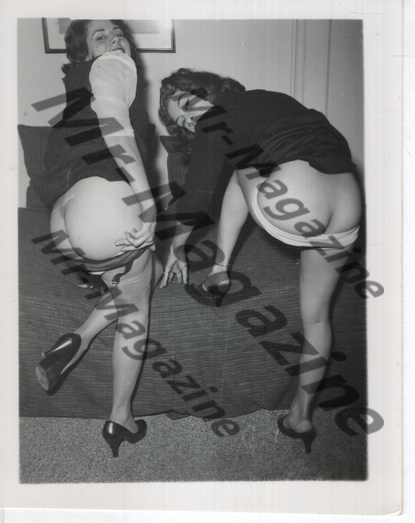 Adult Vintage B&W Pinup Photo 4"x5" Brunette Lingerie Models CC-15