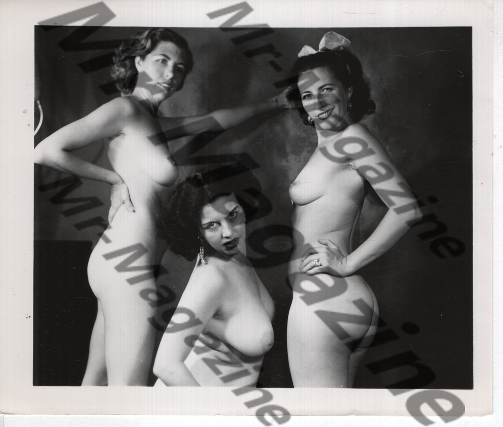 Adult Vintage B&W Pinup Photo 4"x5" Lesbian Interest Brunette Nude Models CC-36