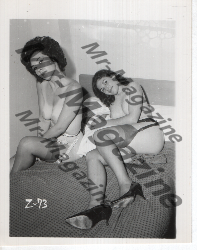 Adult Vintage B&W Pinup Photo 4"x5" Brunette Lingerie Models CC-17