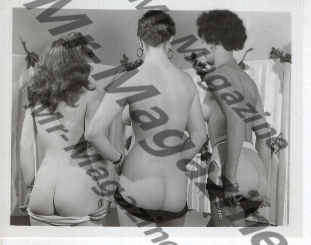 Adult Vintage B&W Pinup Photo 4"x5" Lesbian Interest Brunette Lingerie Models CC-96