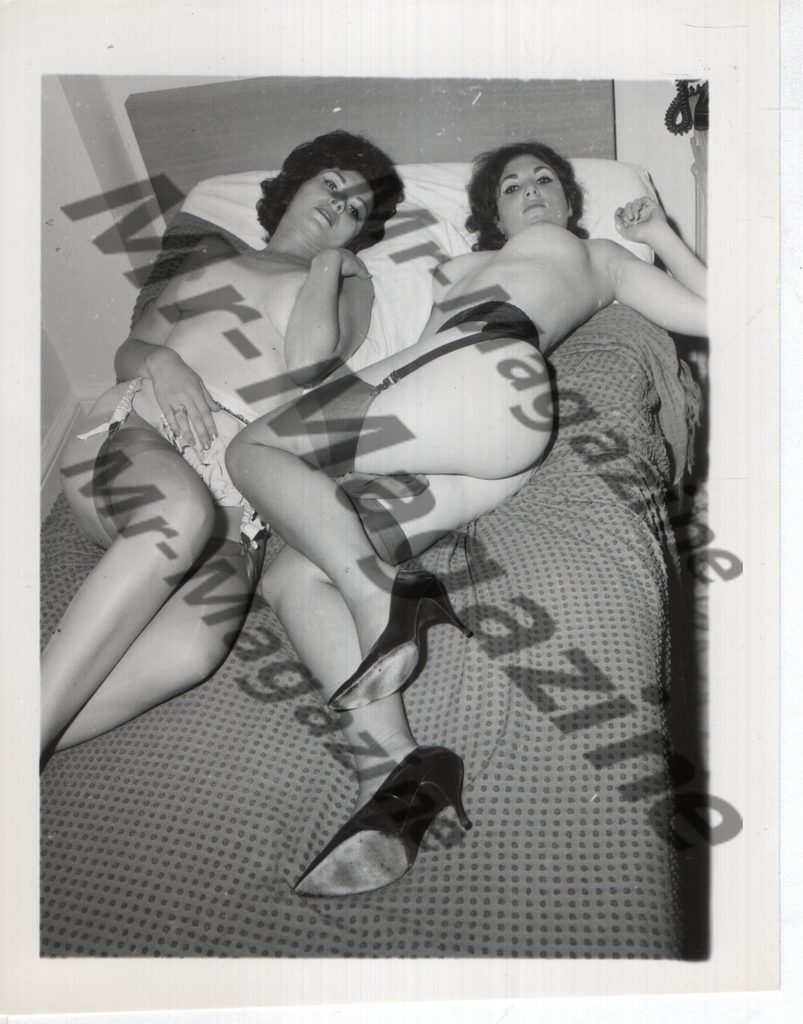 Adult Vintage B&W Pinup Photo 4"x5" Brunette Lingerie Models CC-18