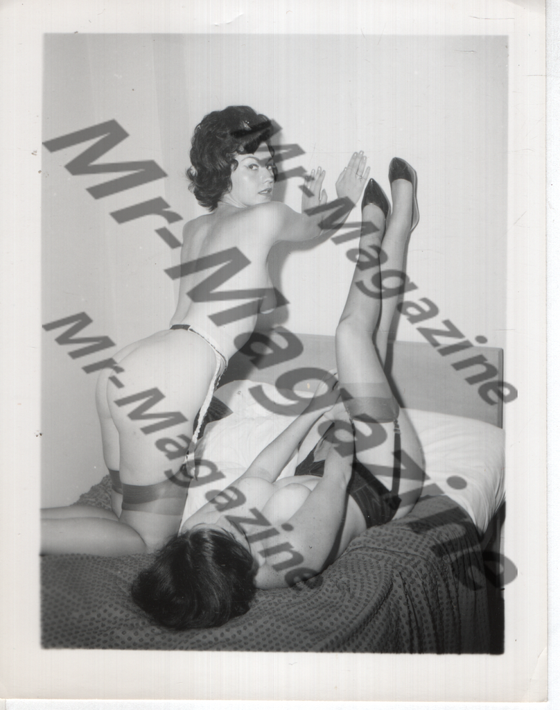 Adult Vintage B&W Pinup Photo 4"x5" Brunette Lingerie Models CC-22