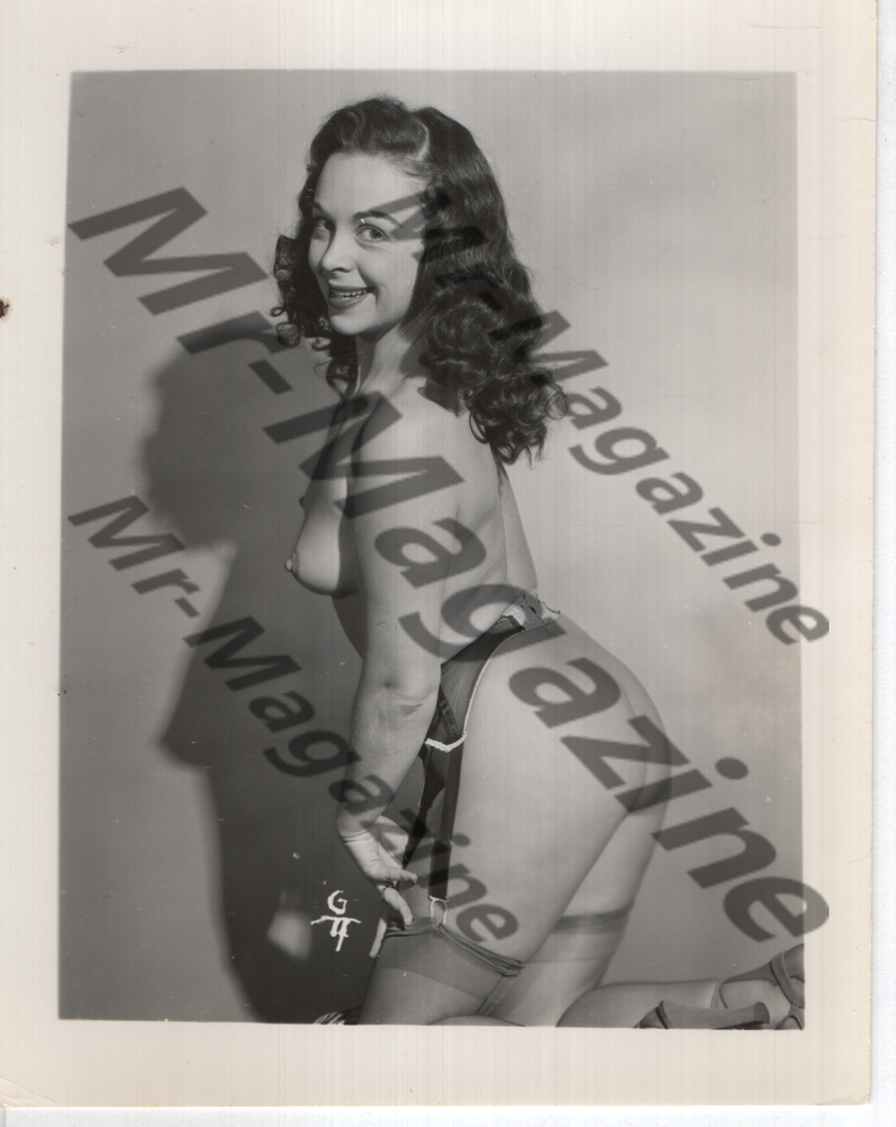 Adult Vintage B&W Pinup Photo 4"x5" Brunette Lingerie Model Nylon Stockings CC-06