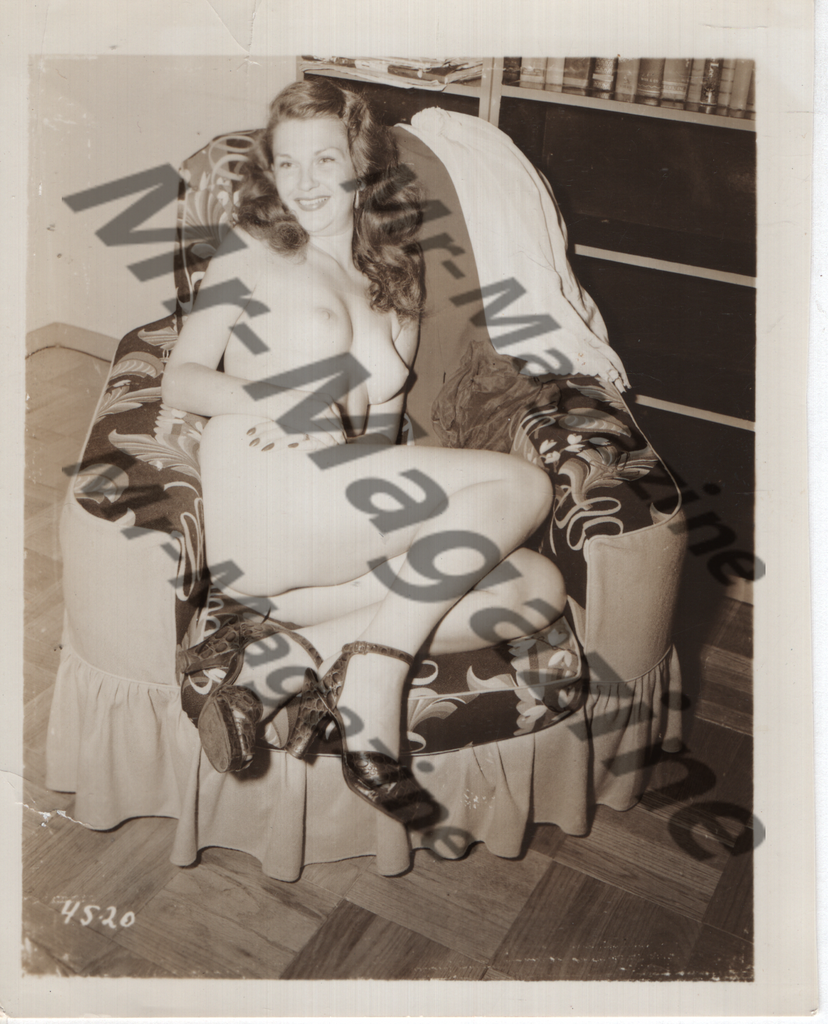 Adult Vintage B&W Pinup Photo 4"x5" Brunette Nude Model High Heels CC-29