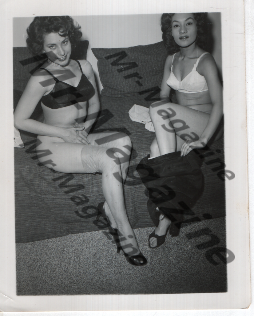 Adult Vintage B&W Pinup Photo 4"x5" Brunette Lingerie Models Striptease CC-13