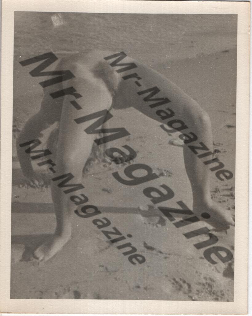 Adult Vintage B&W Pinup Photo 4"x5" Blonde Nude Model Beach Backbend CD-53