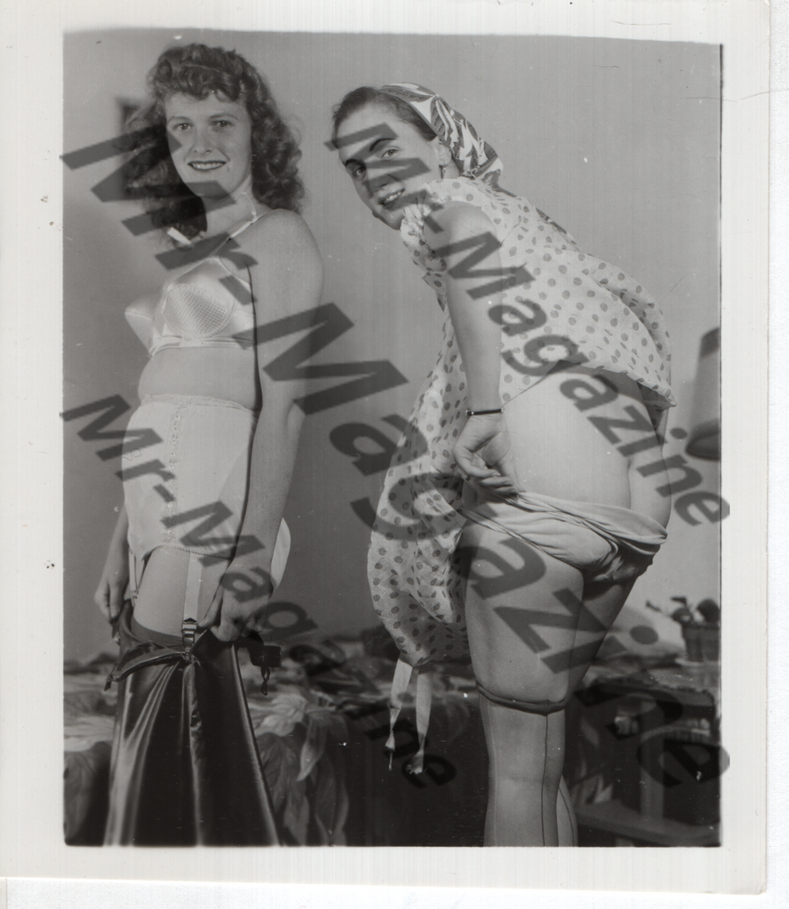 Adult Vintage B&W Pinup Photo 4"x5" Brunette Lingerie Models Striptease CD-19