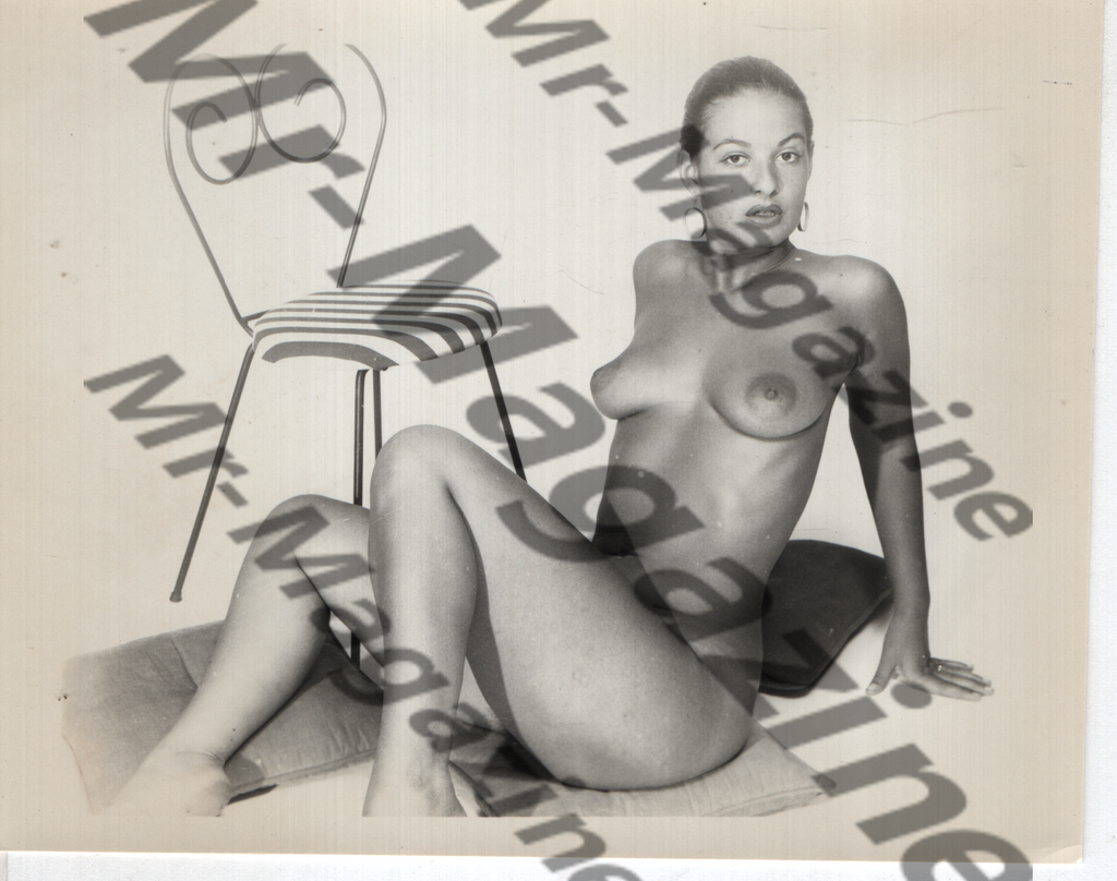 Adult Vintage B&W Pinup Photo 4"x5" Brunette Nude Model CD-46
