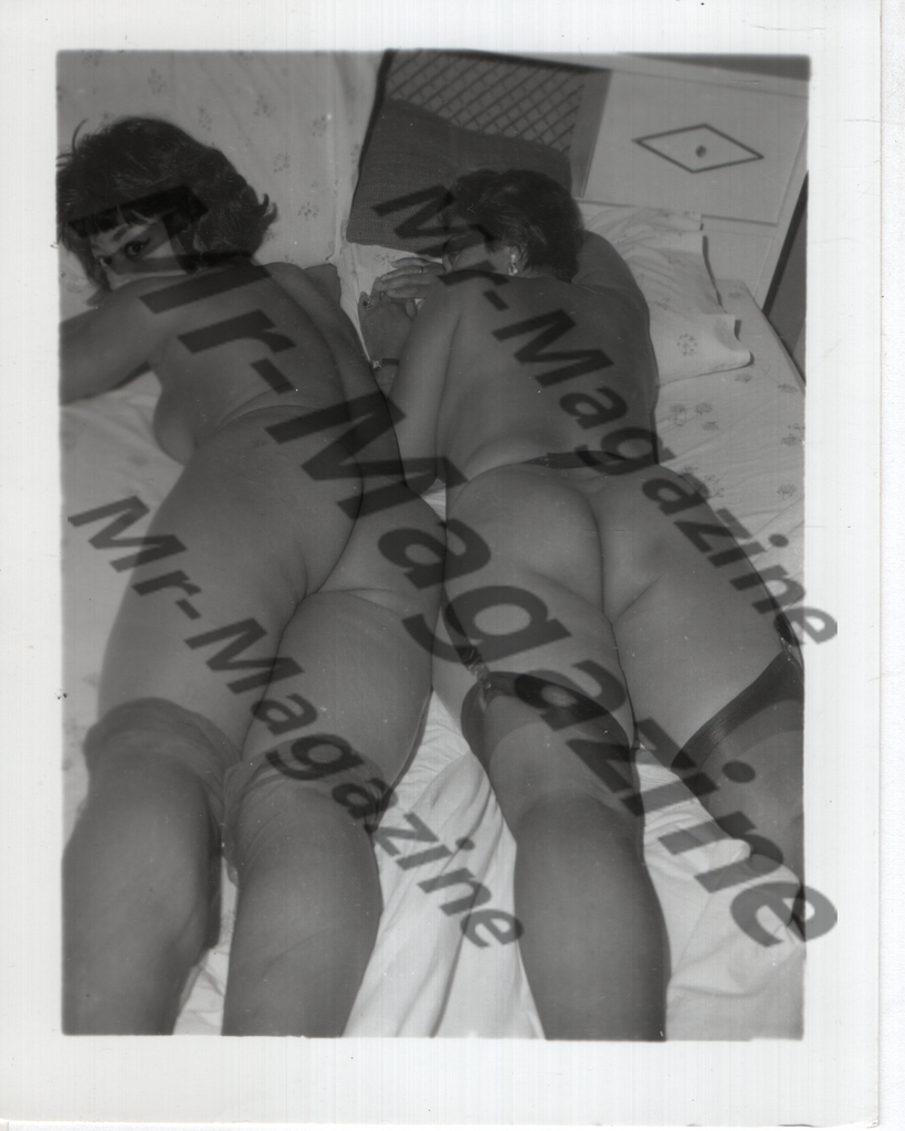 Adult Vintage B&W Pinup Photo 4"x5" Lesbian Interest Brunette Lingerie Models CD-08