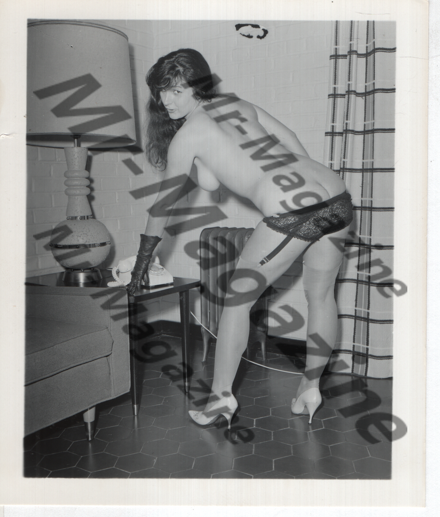 Adult Vintage B&W Pinup Photo 4"x5" Brunette Lingerie Model CD-30