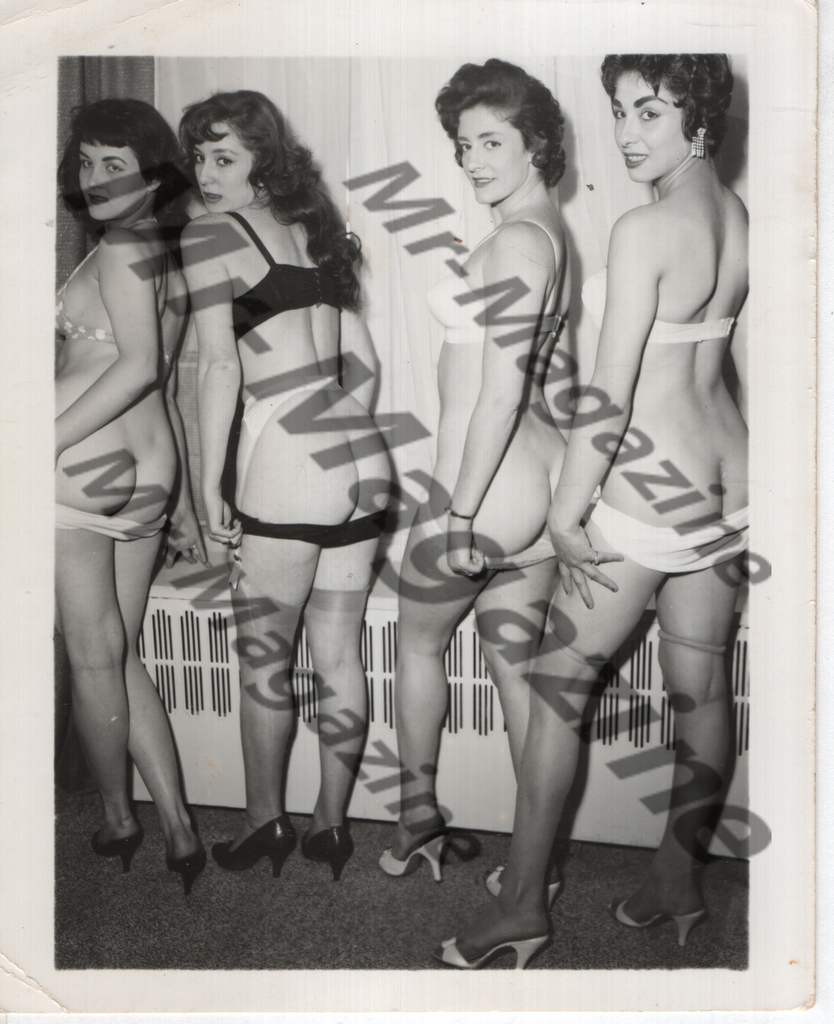 Adult Vintage B&W Pinup Photo 4"x5" Lesbian Interest Brunette Lingerie Models CD-12