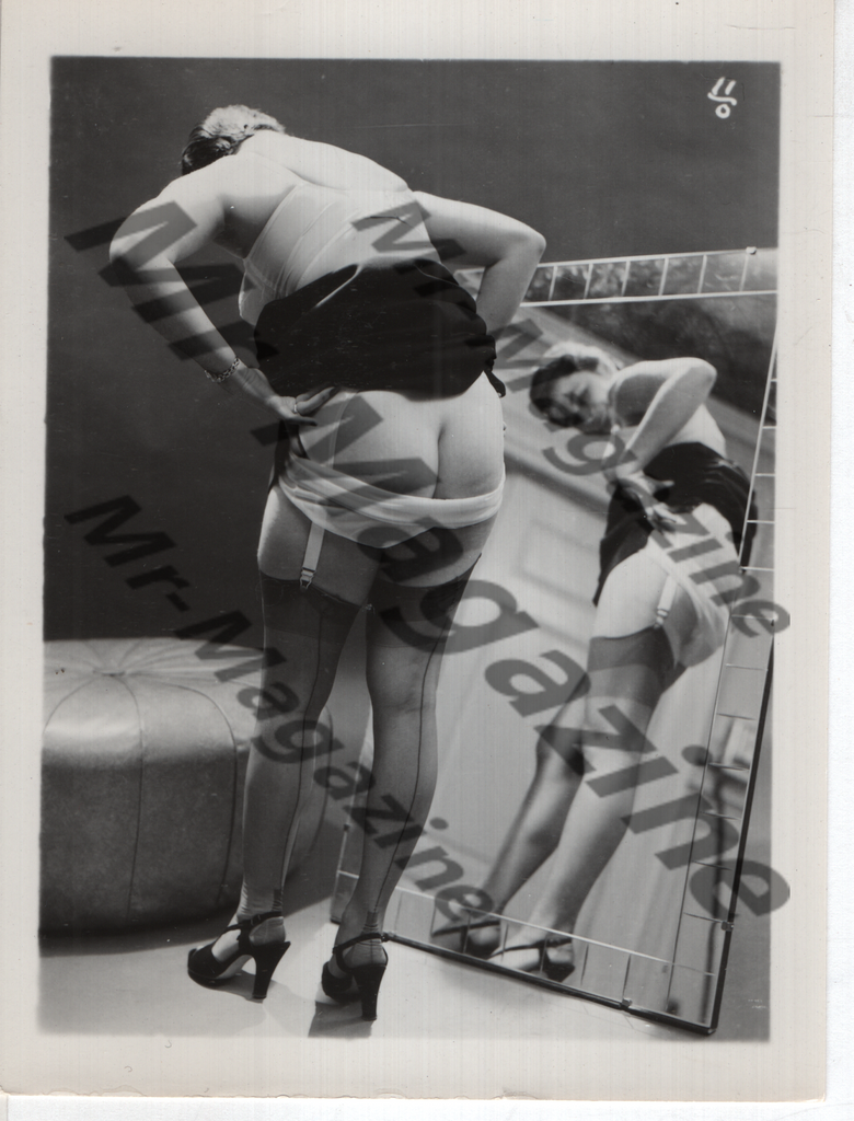 Adult Vintage B&W Pinup Photo 4"x5" Blonde Lingerie Model Striptease CE-17