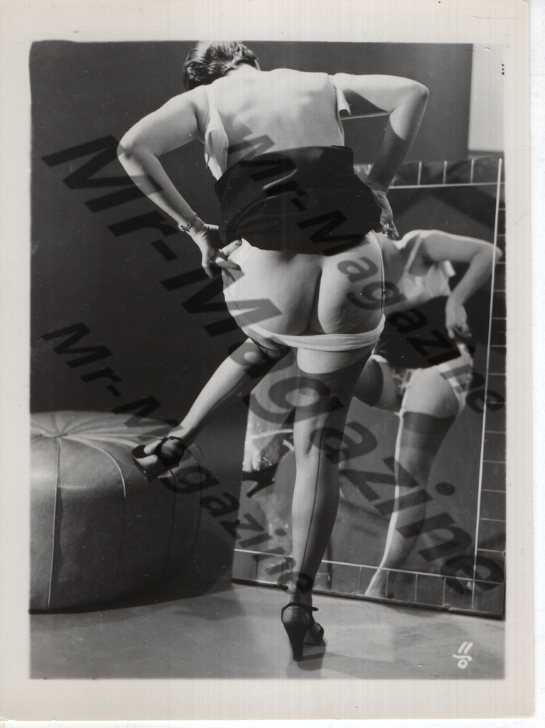Adult Vintage B&W Pinup Photo 4"x5" Blonde Lingerie Model Striptease CE-19
