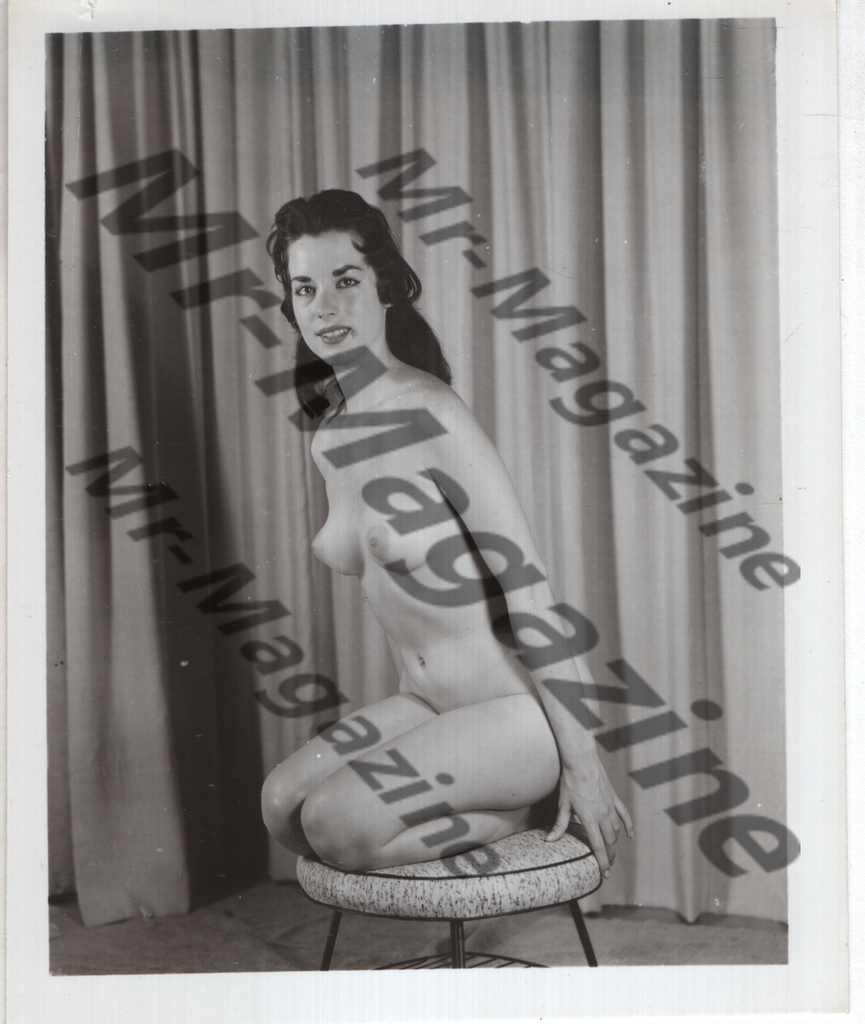 Adult Vintage B&W Pinup Photo 4"x5" Brunette Nude Model CE-43