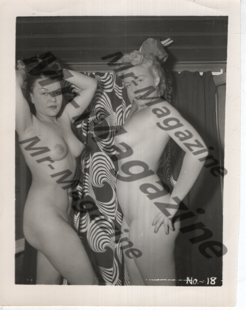 Adult Vintage B&W Pinup Photo 4"x5" Brunette & Blonde Nude Models CE-25