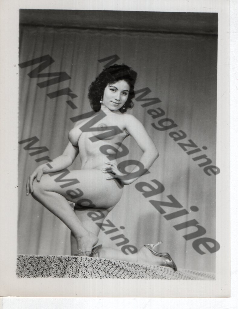 Adult Vintage B&W Pinup Photo 4"x5" Brunette Nude Model CE-07