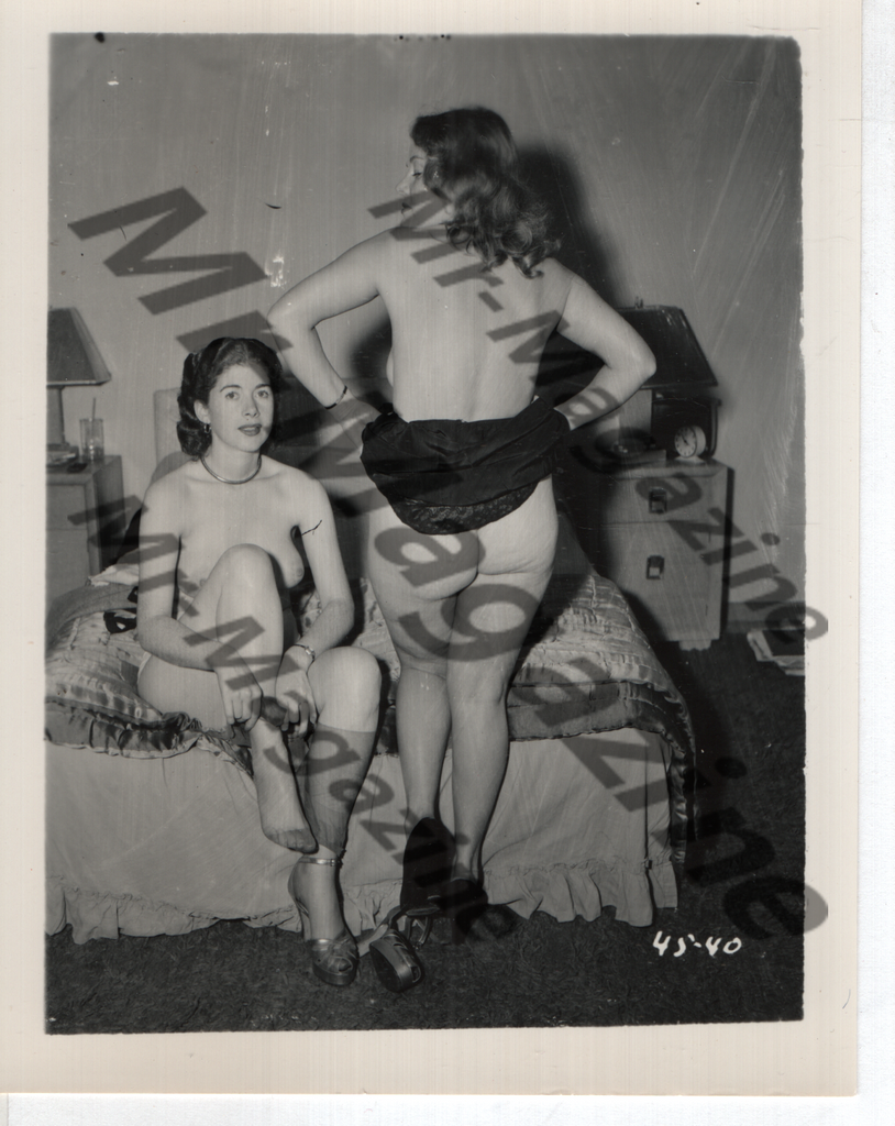 Adult Vintage B&W Pinup Photo 4"x5" Brunette Lingerie Models CE-10