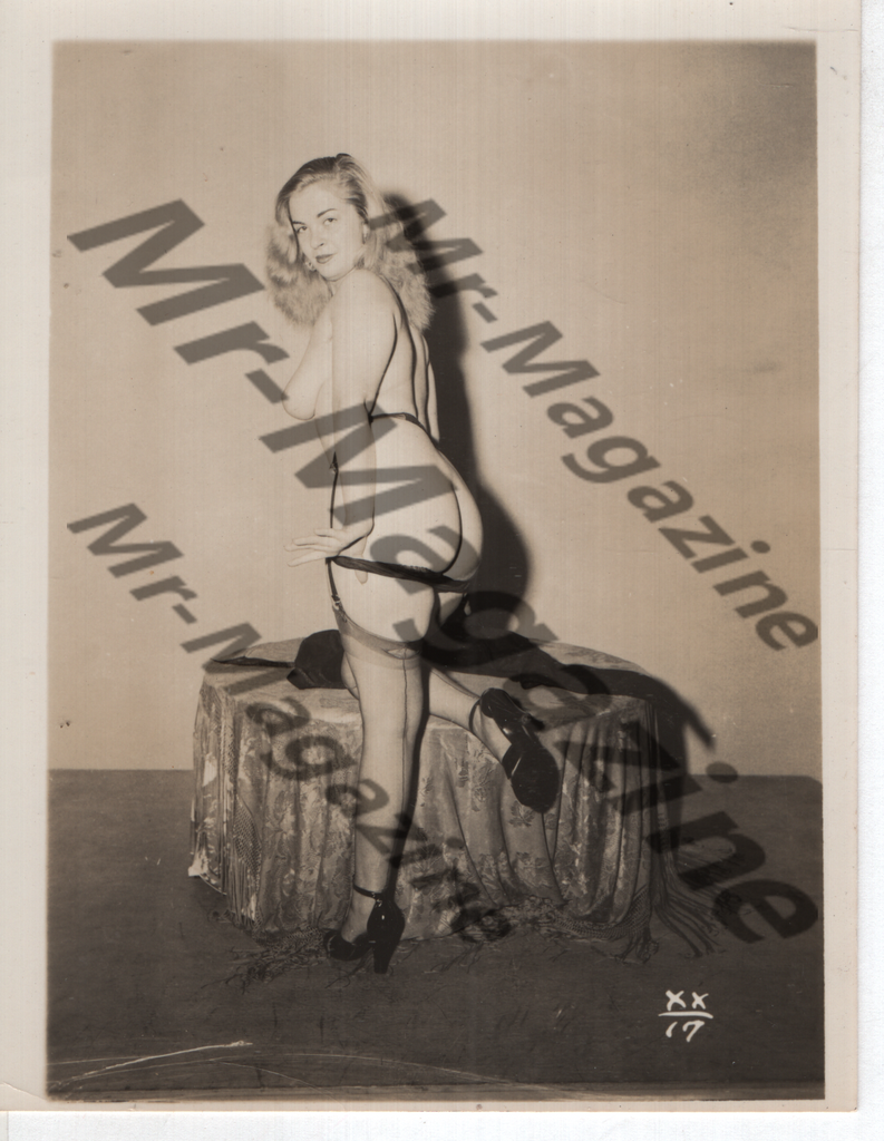 Adult Vintage B&W Pinup Photo 4"x5" Blonde Lingerie Model Striptease CE-11