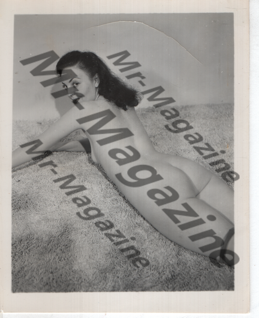 Adult Vintage B&W Pinup Photo 4"x5" Brunette Nude Model Nylon Stockings CE-94