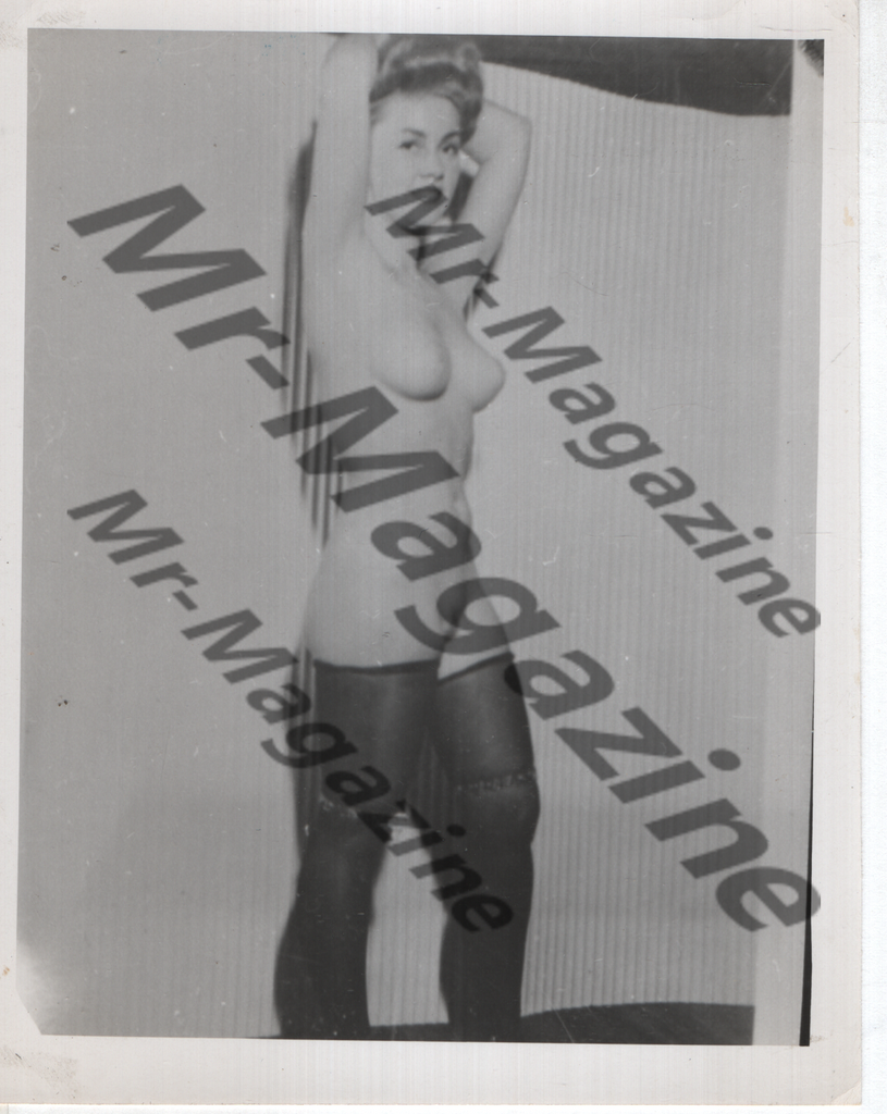 Adult Vintage B&W Pinup Photo 4"x5" Blonde Nude Model Stockings Garters CE-75