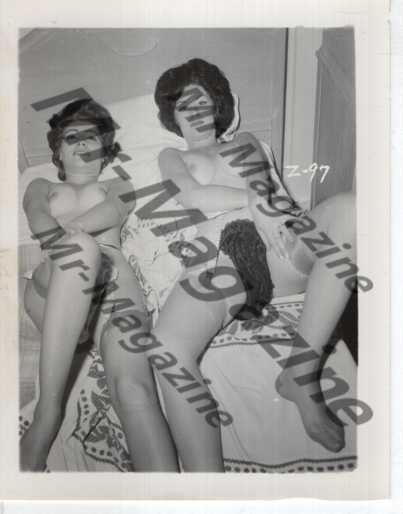 Adult Vintage B&W Pinup Photo 4"x5" Brunette Lingerie Models CF-34