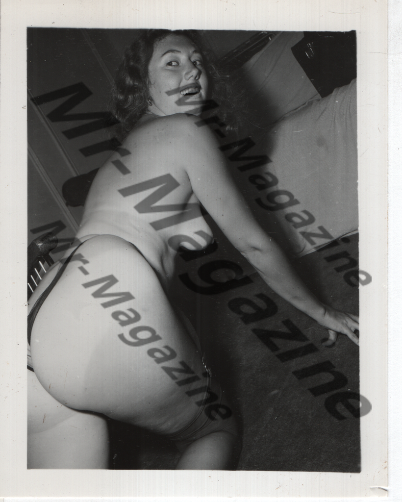 Adult Vintage B&W Pinup Photo 4"x5" Brunette Lingerie Model Striptease CF-14