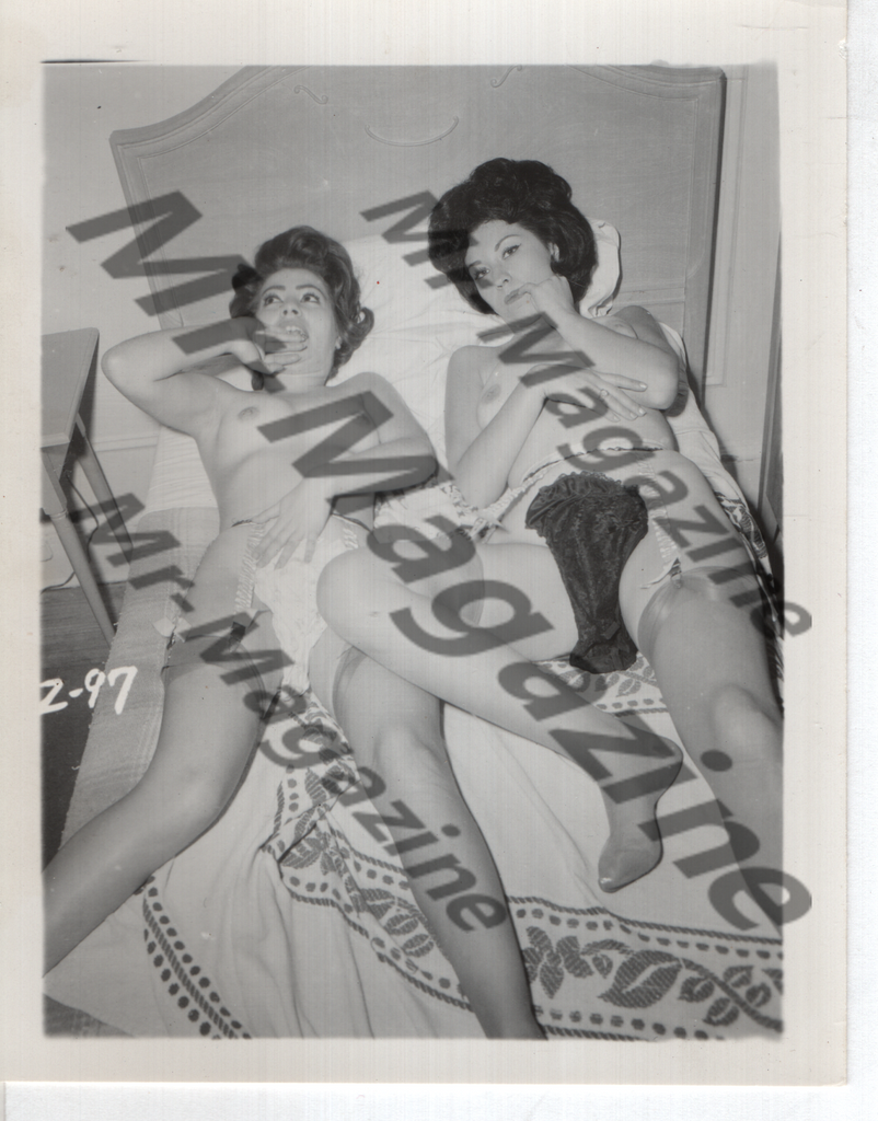 Adult Vintage B&W Pinup Photo 4"x5" Brunette Lingerie Models CF-35