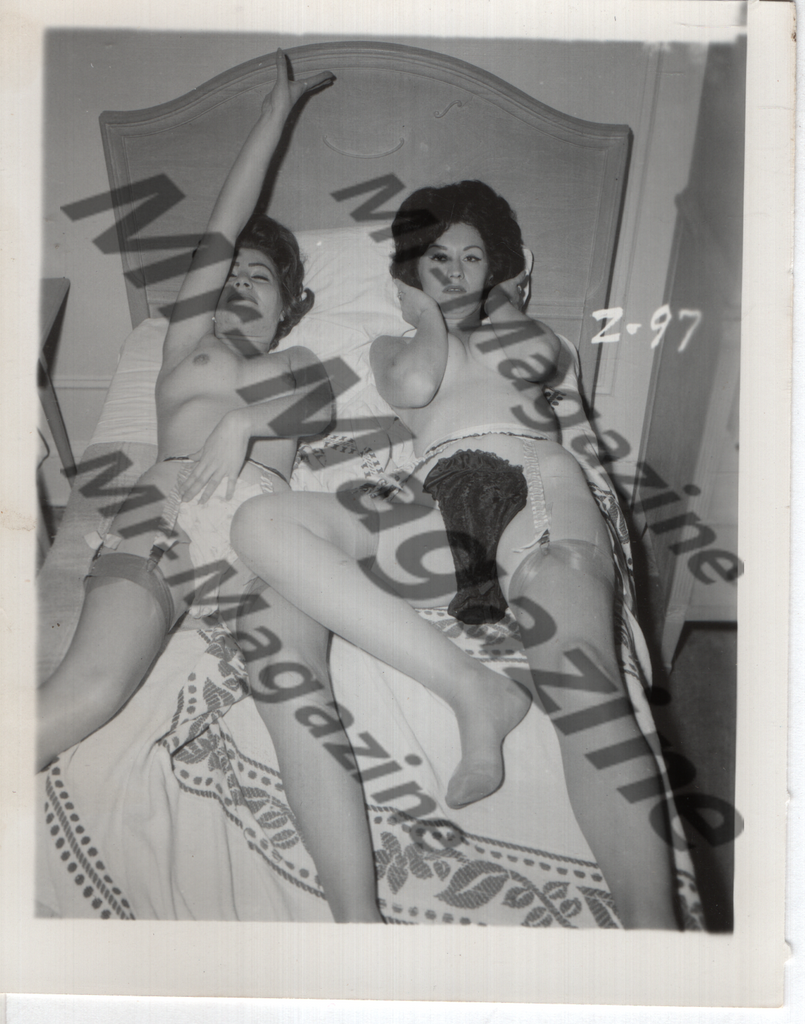 Adult Vintage B&W Pinup Photo 4"x5" Brunette Lingerie Models CF-36