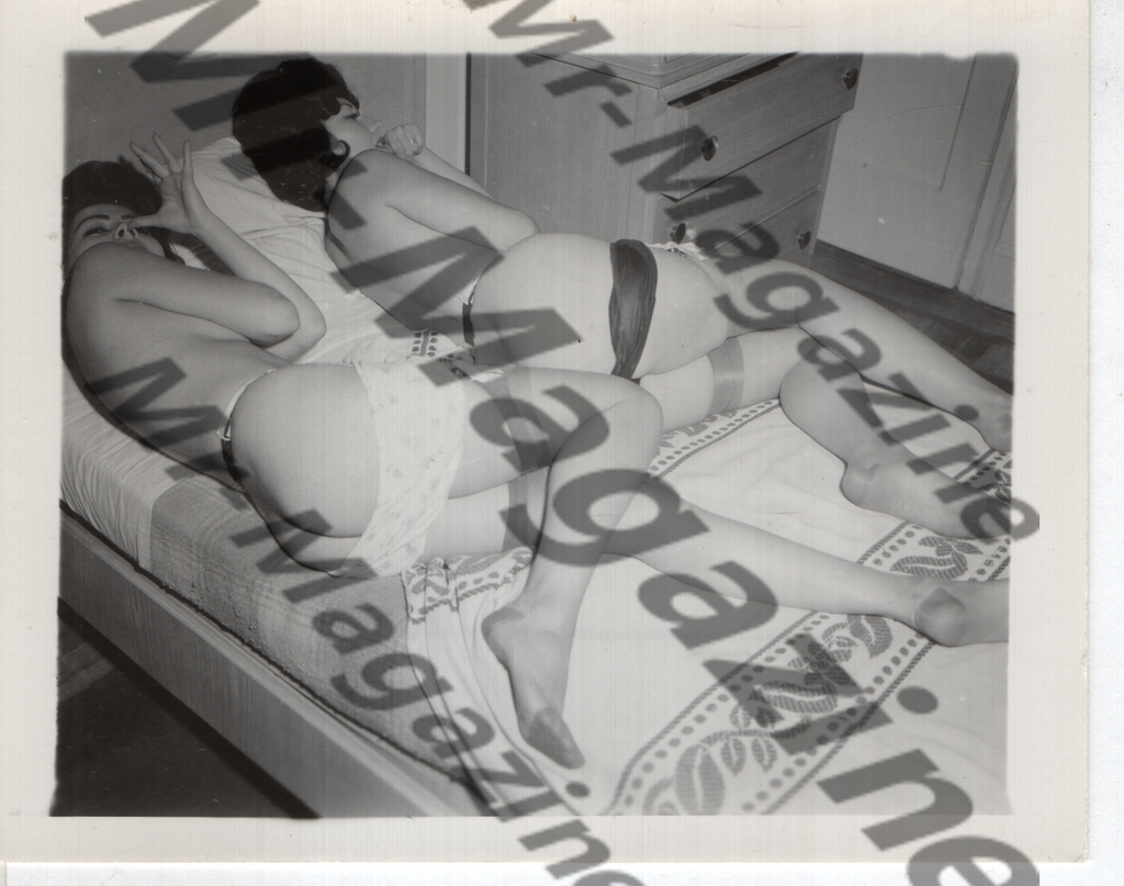 Adult Vintage B&W Pinup Photo 4"x5" Brunette Lingerie Models CF-37