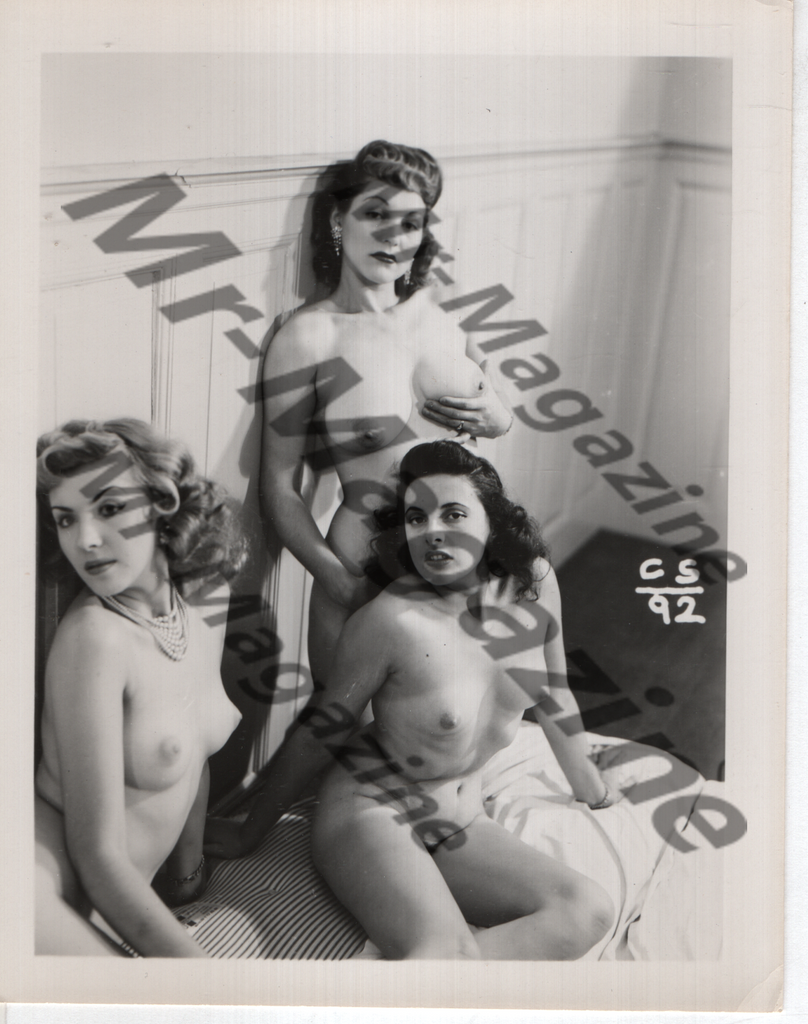 Adult Vintage B&W Pinup Photo 4"x5" Brunette & Blonde Nude Models CE-98