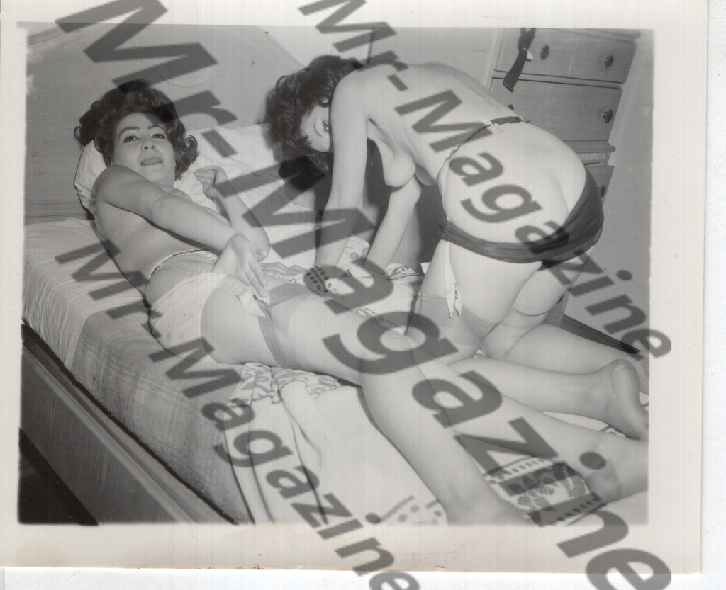 Adult Vintage B&W Pinup Photo 4"x5" Brunette Lingerie Models CF-38