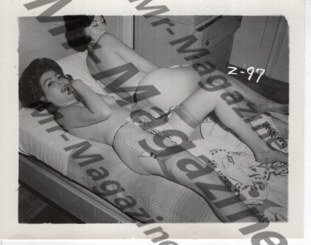 Adult Vintage B&W Pinup Photo 4"x5" Brunette Lingerie Models CF-39