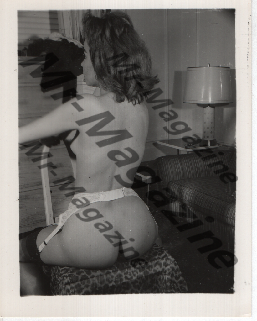 Adult Vintage B&W Pinup Photo 4"x5" Brunette Lingerie Model CF-09