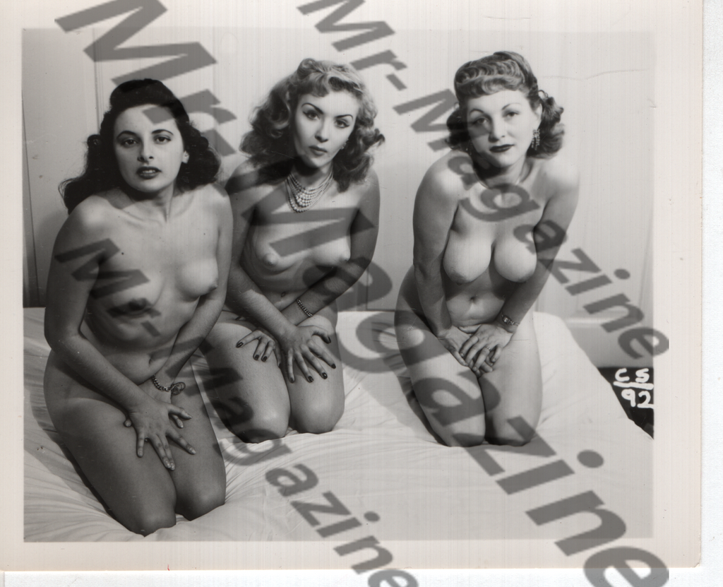 Adult Vintage B&W Pinup Photo 4"x5" Brunette & Blonde Nude Models CE-100