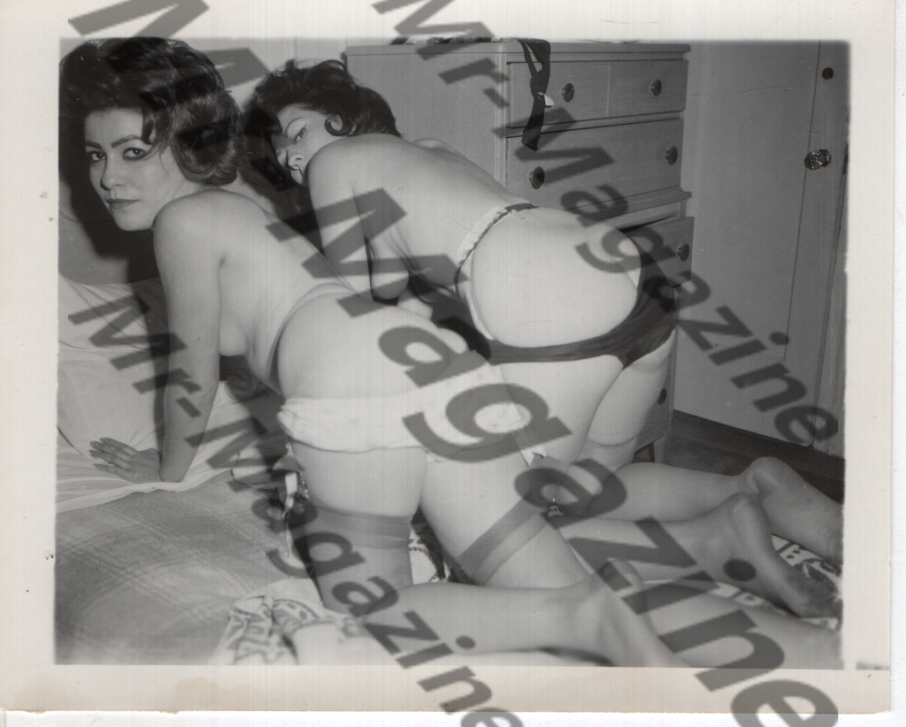 Adult Vintage B&W Pinup Photo 4"x5" Brunette Lingerie Models CF-40