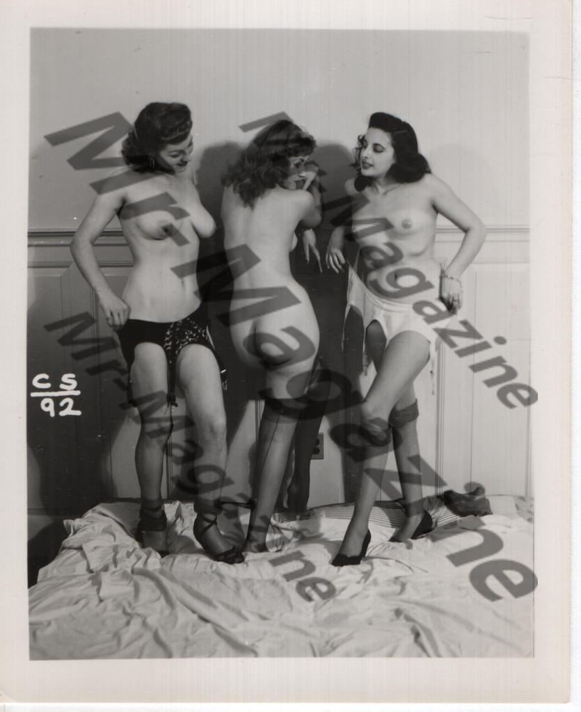 Adult Vintage B&W Pinup Photo 4"x5" Brunette Lingerie Models CF-03