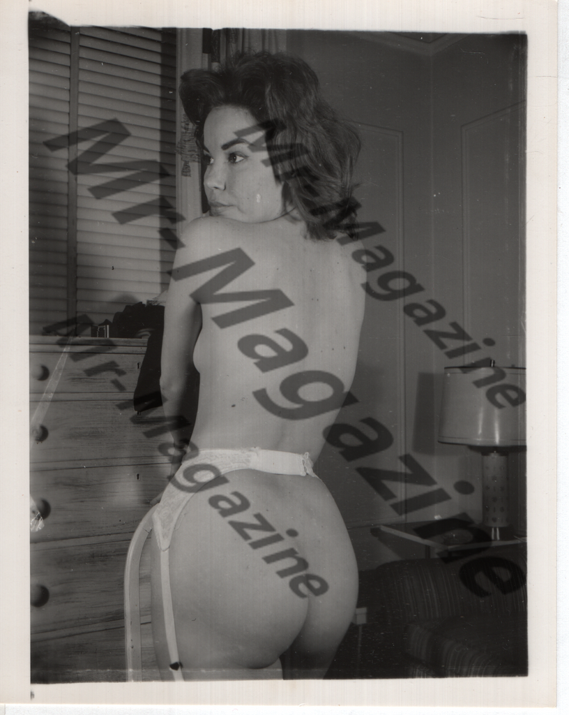 Adult Vintage B&W Pinup Photo 4"x5" Brunette Lingerie Model CF-06